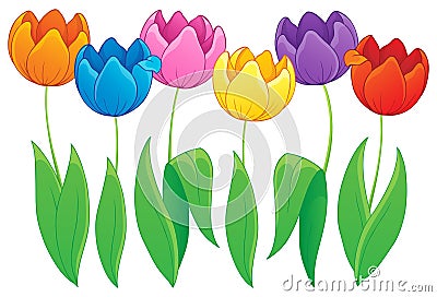 Image with tulip flower theme 2 Vector Illustration