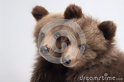 Image of two baby bears cubs cuddle together. Wildlife Animals. Illustration, Generative AI Stock Photo