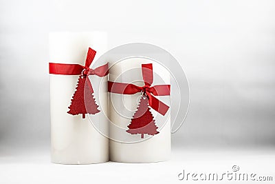 An image of white Christmas candles Stock Photo