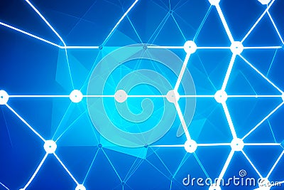 Light colored blockchain network mesh background generated by ai Stock Photo