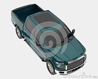 Pick-Up Truck isolated on background. 3d rendering - illustration Cartoon Illustration