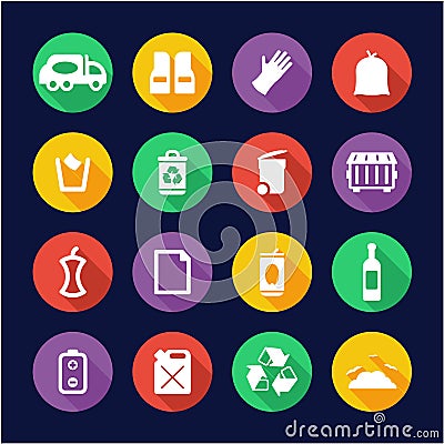 Garbageman Icons Flat Design Circle Vector Illustration