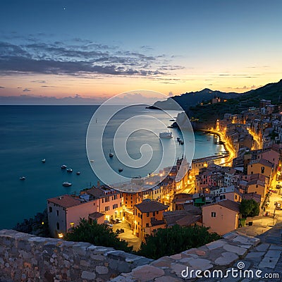 View of Vernazza village popular tourist destination in Cinque Terre National Park a UNESCO World Heritage Stock Photo