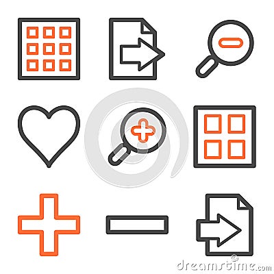 Image viewer web icons, orange and gray contour Vector Illustration