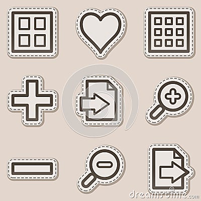 Image viewer web icons set 1, brown sticker Vector Illustration