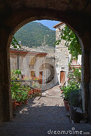 Image of Villalago, a small Italian village. Stock Photo