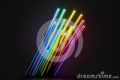 Image of vint neon glow sticks forming rainbow, abstract, colors Cartoon Illustration