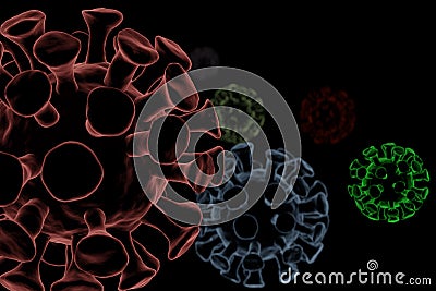 Image of virus isolated on black background Cartoon Illustration