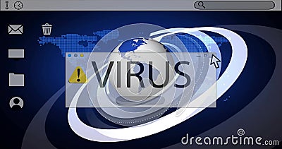 Image of virus warning text and data processing over globe Stock Photo