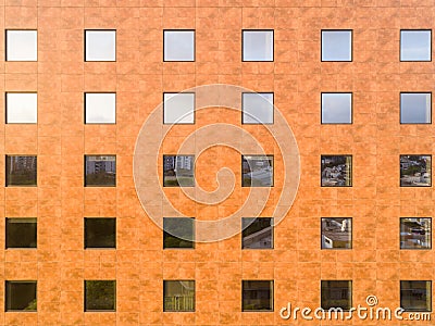 Image of a wall. Building with square windows. Pattern of squares. Stock Photo