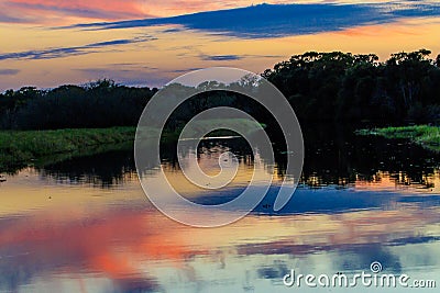 Sunset Myakka River State Park Stock Photo