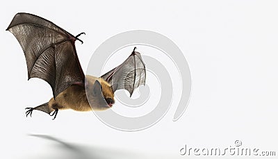 Fascinating and mysterious Bat on isolated white background Stock Photo