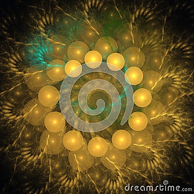 Fractal: Spiral and Marbles in Yellow Stock Photo