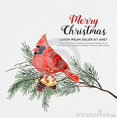 Image watercolor dry vine wreath with Bullfinches and holly. Vector Illustration