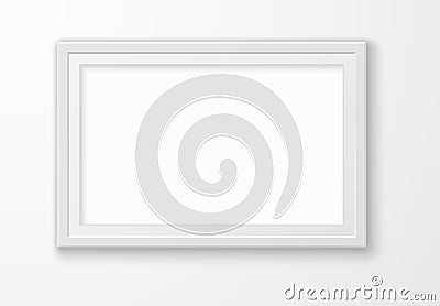 Image white frame. Realistic blank elegant picture on wall, modern interior template, rectangular empty photoframe Vector Illustration