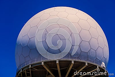Image of white radar station with hexagon surface Stock Photo