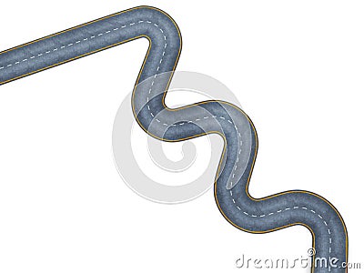 Image of a winding road, top view. 3d render image Stock Photo