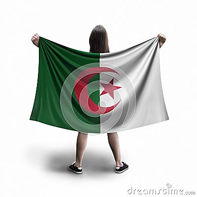 Women and Algerian flag Stock Photo