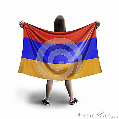 Women and Armenian flag Stock Photo