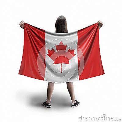 Women and Canadian flag Stock Photo