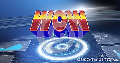 Image of wow in digital abstract space with loading circle Stock Photo