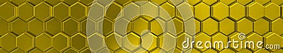 Image of yellow hexagons with metalic bright. Stock Photo