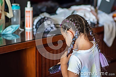 Little Girl With Hair Braids. Stock Photo