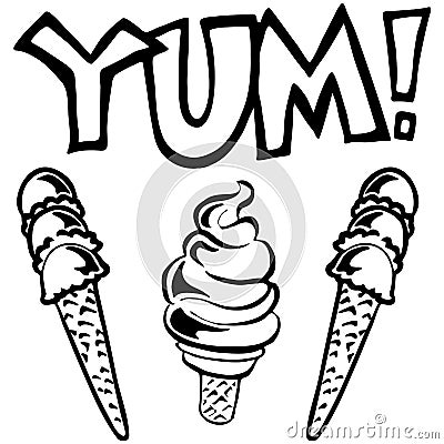 Yum Ice Cream Cone Treats Vector Illustration