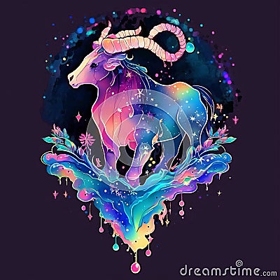 Image of the Zodiac Sign Capricorn Cartoon Illustration