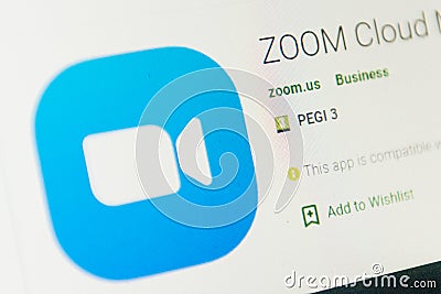 Zoom Cloud App Icon. Selective focus. Editorial Stock Photo