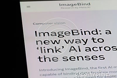 ImageBind AI logo on official website Editorial Stock Photo