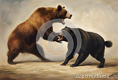 Bear fighting, violent, angry background, v1 Stock Photo