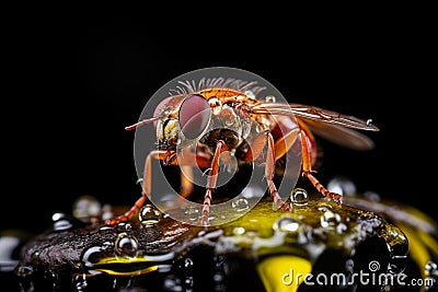 Images created from AI, Macro close-up of an insect, housefly Stock Photo