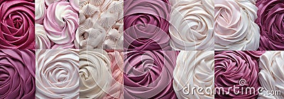 images of different kinds of pink textured sweet marshmallow or zephyr Stock Photo