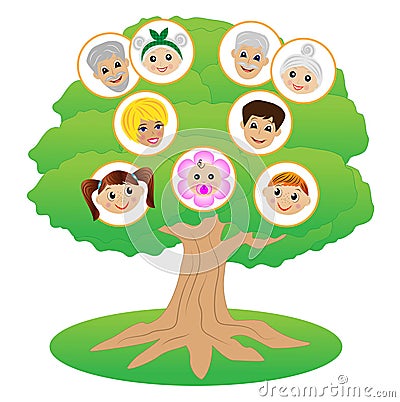 Images of family on genealogical tree Vector Illustration