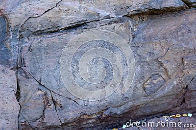 Images of Petroglyphs on the stone Stock Photo