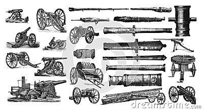 Illustration of a cannon on a white background. Stock Photo