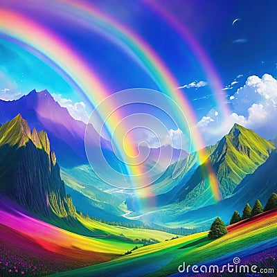 Images shows and insanity also showing rainbow colors and psychedelic colors could be used as landscapes or wallpapers Cartoon Illustration