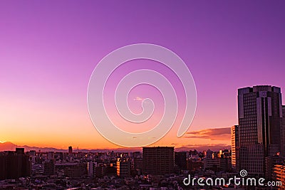 Images of sky, clouds, city and buildings, from daytime to sunset Editorial Stock Photo