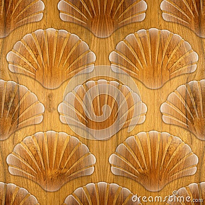 Imaginary decorative seashells - Interior Design wallpaper Stock Photo