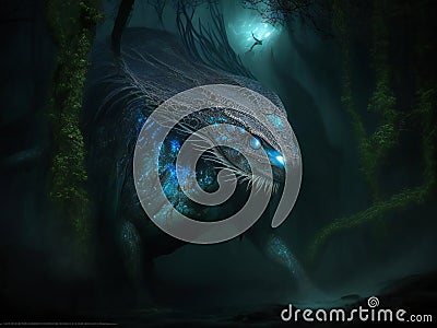 Imaginary magical mythical ancient beast create using AI Stock Photo