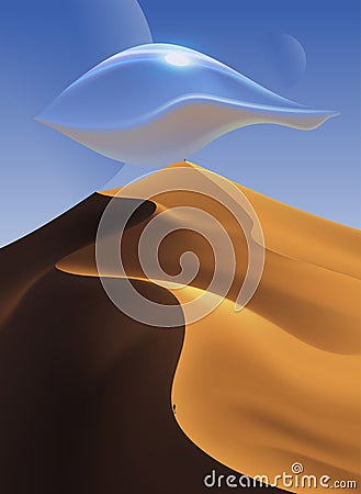 Desert Scenery Art in Vector Cartoon Illustration