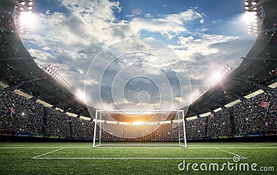 The imaginary soccer stadium and goalpost, 3d rendering Stock Photo