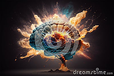 Imagination concept. Human psychology, idea, inspiration. Colourful dreams. Knowledge and education concepts. Brain at Stock Photo