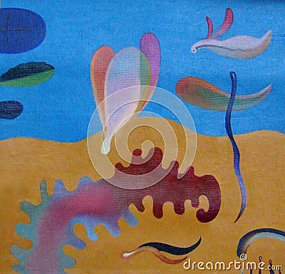 Imagination of dream land, Abstract wallpaper Oil paintings surreal forest fantasy Stock Photo