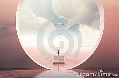 Imaginative Man fantasy arch. Generate Ai Stock Photo