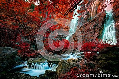 Imagine colorful of klinimagine colorful of klong lan water fall Stock Photo