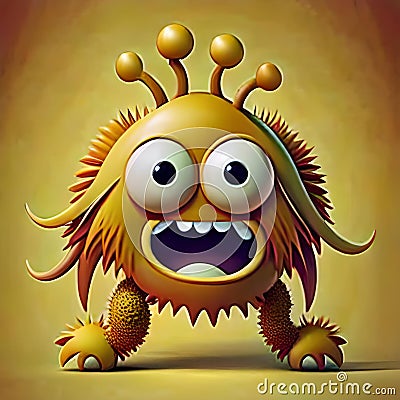 earth tone color of cute abstract monster cartoon Stock Photo