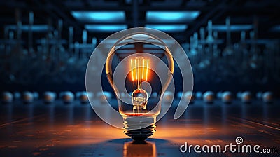 A glowing incandescent lamp symbolizing the birth of new business ideas, a burning light bulb. Stock Photo
