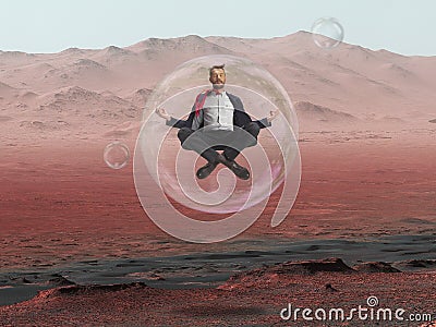 Imagine people live on Mars. Close up landscape of an abandoned planet, beauty of life on Mars. Stock Photo